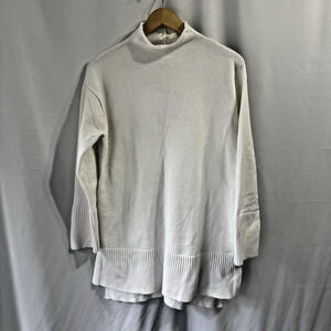 Anthropologie Moth Saskia Oversized White Tunic Sweater Mock Neck Small Classic